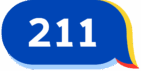 Blue speech bubble framing the numbers 211. Light blue, yellow and red border framing the bubble. 