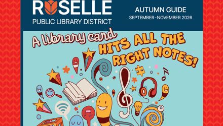 Section of the cover for the Roselle Public Library District Autumn Guide.